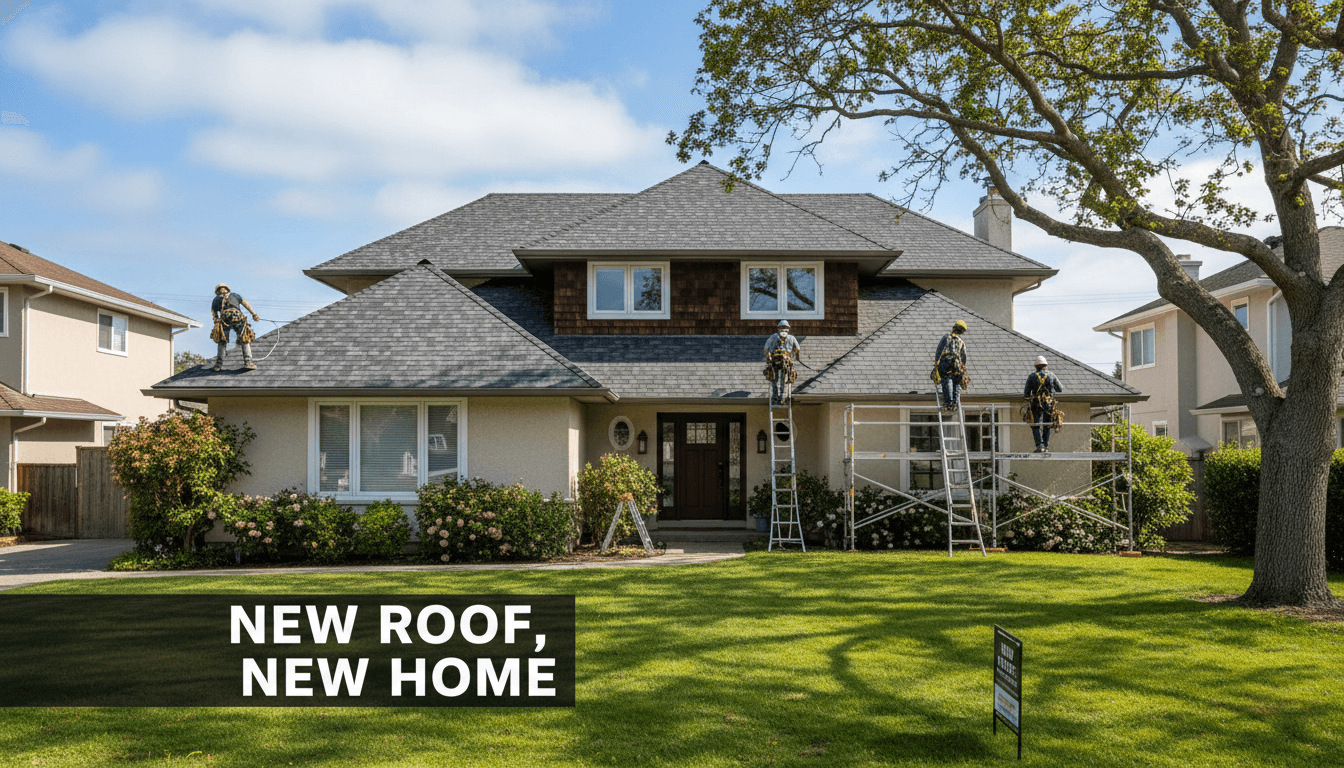 Completed residential roof replacement with professional roofer